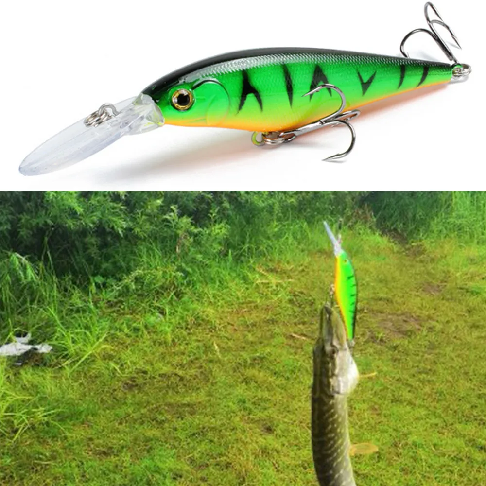 Señuelo de pesca en forma de pececillo, anzuelo duro artificial Wobbler Crankbait con 2 anzuelos triples, 1 piezas, 115mm, 10,5g