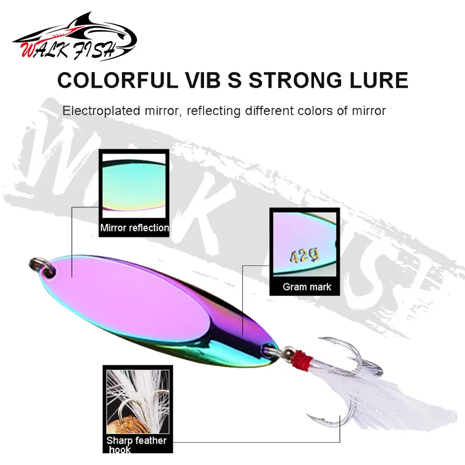 Caminar peces 1 Uds 5-42g Metal señuelo cuchara anzuelo triple filoso de cebos duros lentejuelas cebo Artificial de agua dulce Spinner pesca - imagen 3