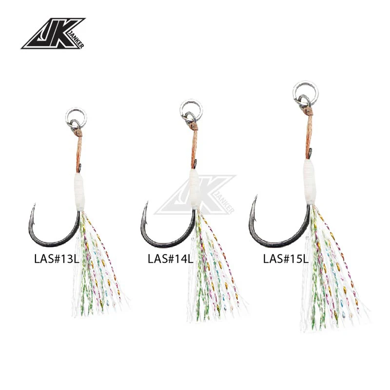 Anzuelo de Micro asistencia JK, anzuelo de acero inoxidable, cuchara de pesca para Jigging ligero, anzuelo de agua salada, 13 #, 14 #, 15 # - imagen 3