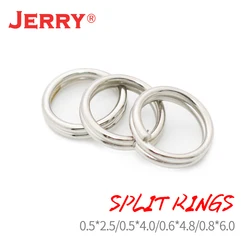 Jerry-anillo dividido de pesca de acero inoxidable, cebo duro, Conector de anillo plano, señuelo de cuchara de doble bucle, accesorios de pesca, aparejos, 100 Uds.