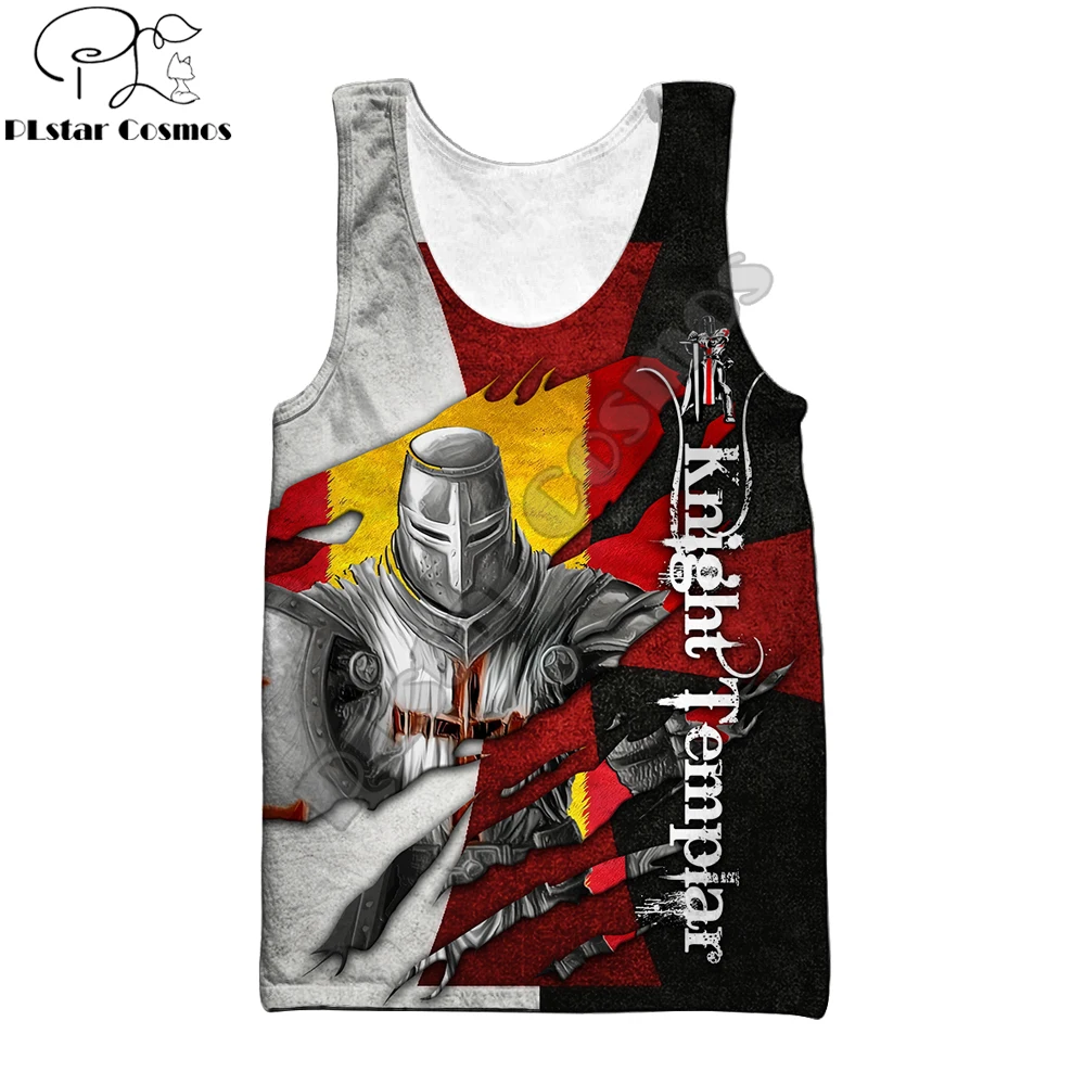 Brave Knight Templar-Chaleco con estampado 3D para hombre, camiseta sin mangas a la moda Harajuku, ropa de calle de verano, camiseta sin mangas Unisex BX005