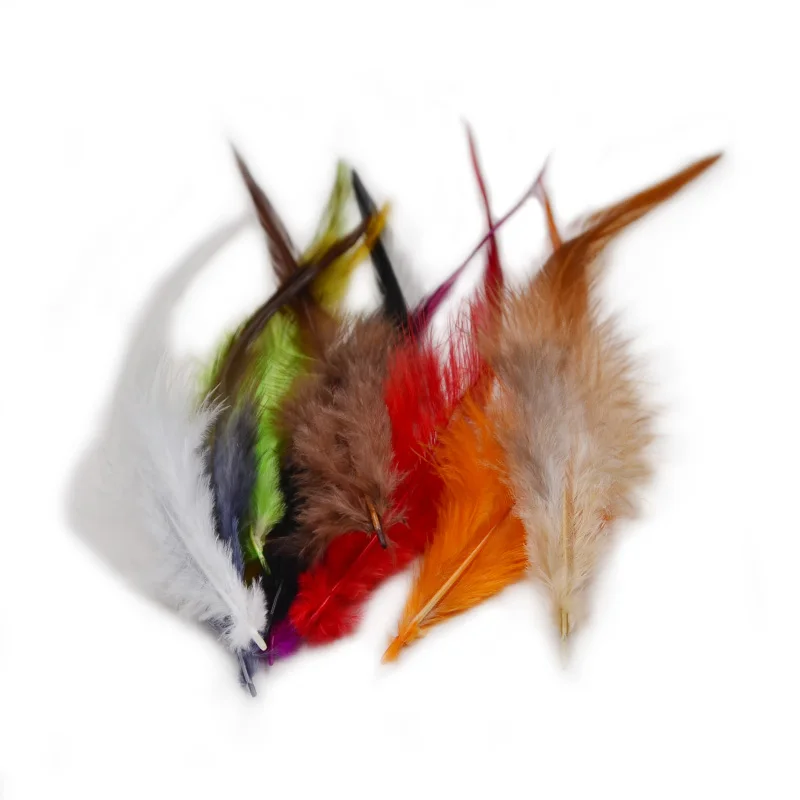 50 unids/pack atado de moscas silla de gallo plumas para piernas de insectos alas 10 colores opcionales plumas de gallo Schlappen moscas Streamer