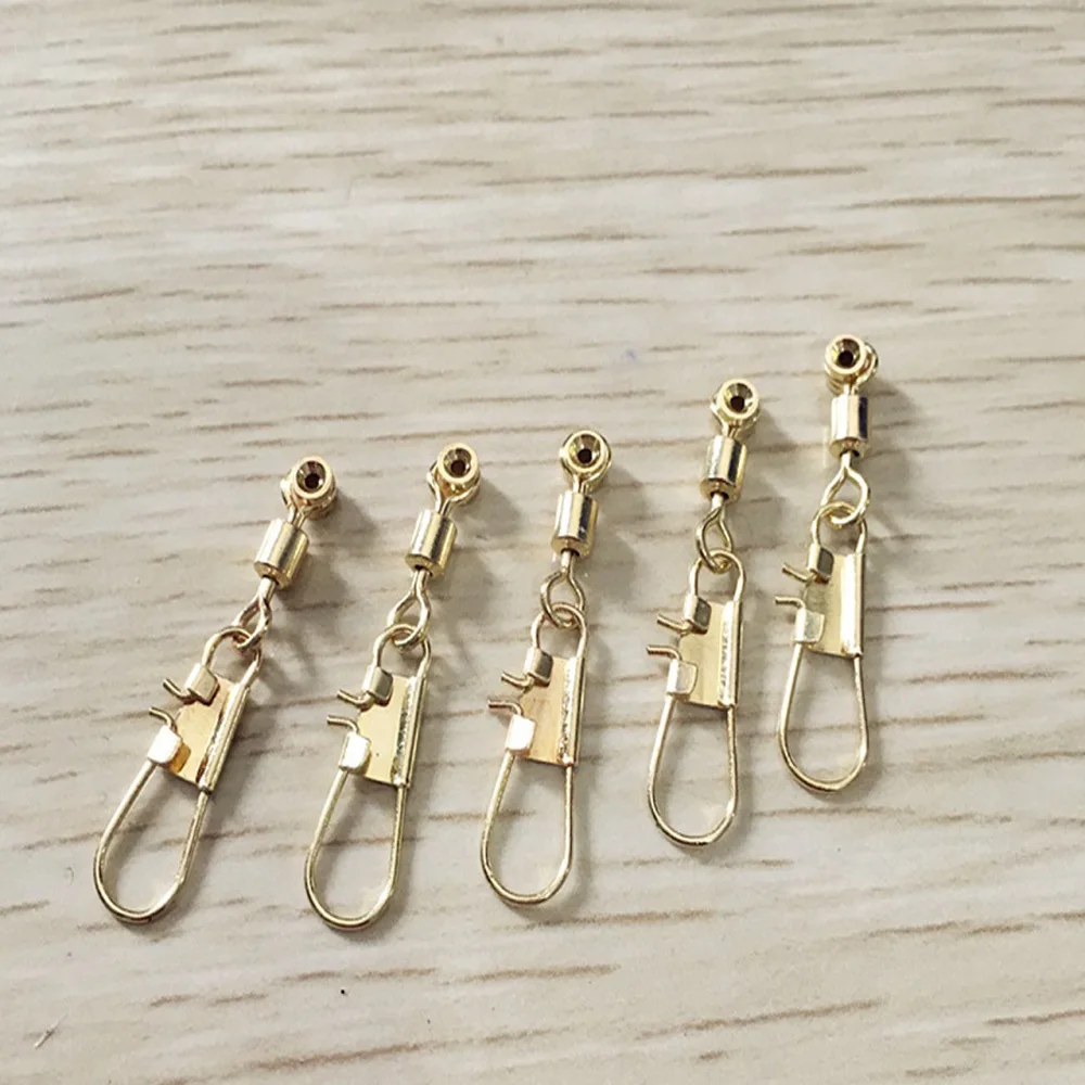 10-20 unids/lote frijol de mar con cabeza de cobre dorado Bobber Space Beans pesca giratorios gancho pin conector herramientas de pesca Accesorios