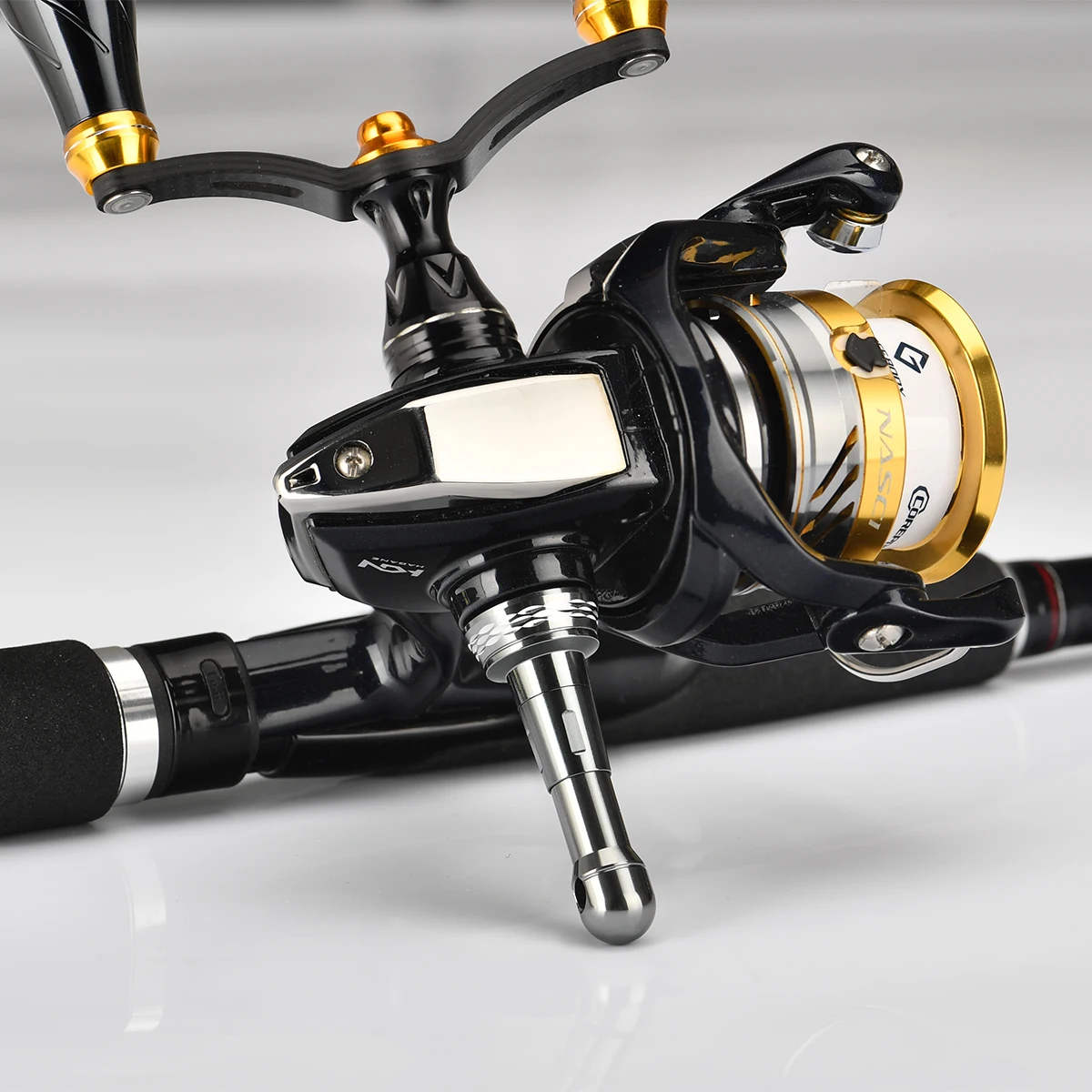 Gomexus Soporte Antirayaduras de Carrete R7 para Shimano Sahara Nexave Daiwa Legalis LT Ninja Lock Type Spinning Reel Stand Metal