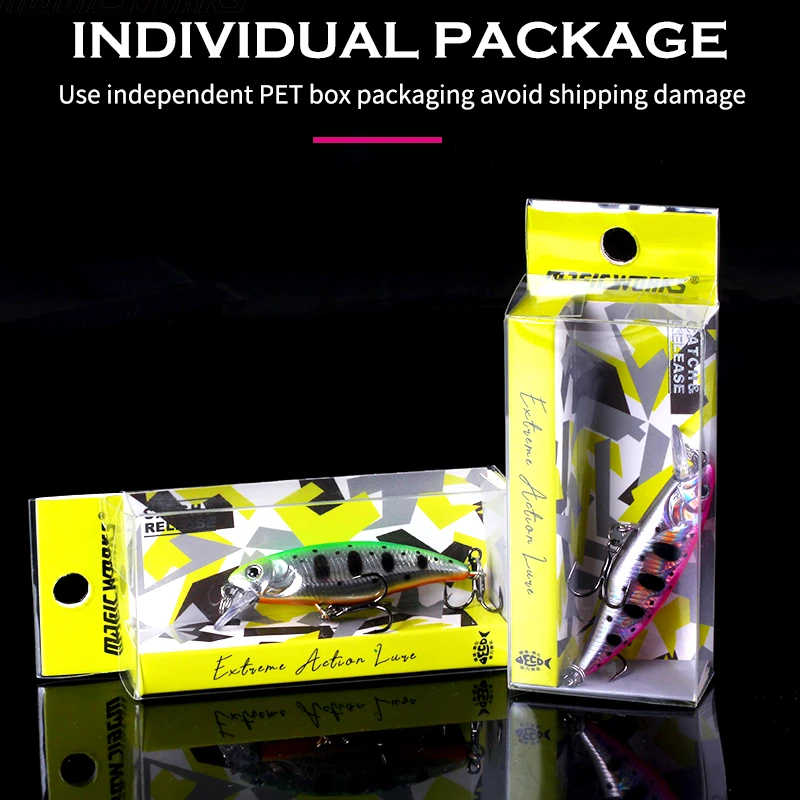MAGIC WORKS-señuelo de pesca de pececillos, cebo duro Artificial de 53mm y 4g para trucha, Crankbait, Lucio, Wobbler, agua dulce y salada - imagen 5