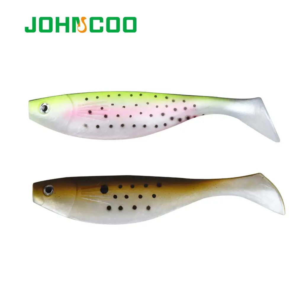 Señuelo de pesca de plástico suave realista, cola en T grande, pescado de goma, 2 unids/lote, 15cm, 26g, Lucio, trucha, Swolfy, cebo de silicona para lubinas de mar - imagen 5