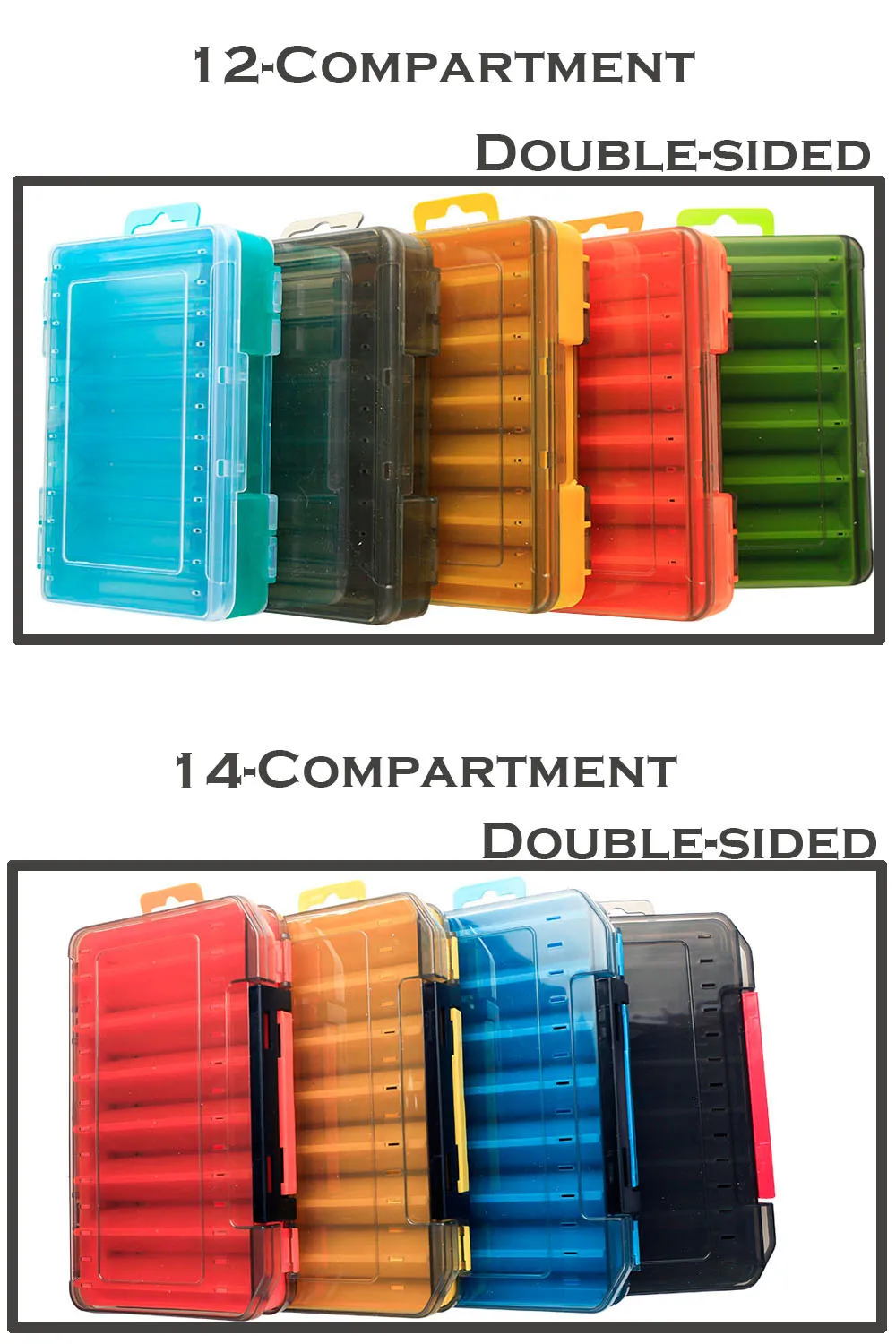 ATUENO-caja de pesca de doble cara, 14/12 compartimentos, resistente al agua, organizador de almacenamiento de anzuelos y carpas - imagen 4