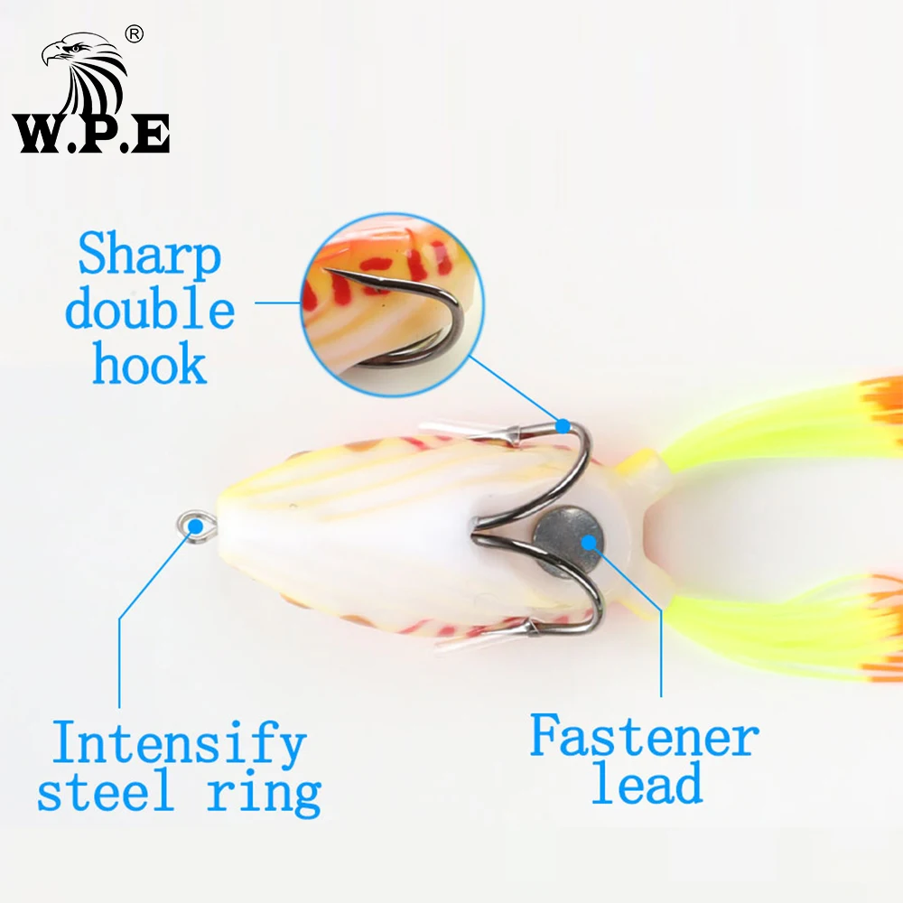 W.P.E-Nuevo señuelo de rana, 1 ud., 15,2g, cabeza de serpiente, manivela Artificial, señuelo suave fuerte, señuelo de rana Ray, aparejos de pesca, cebo de agua superior - imagen 5