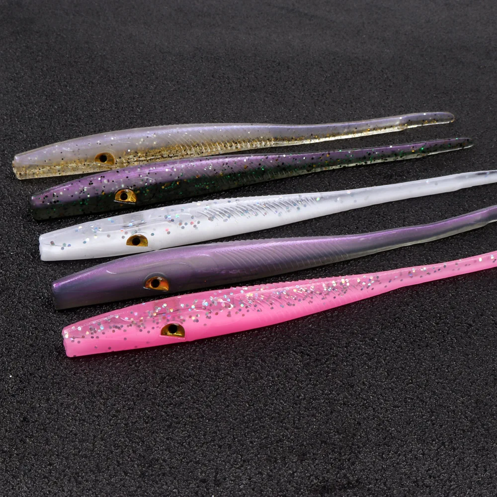 6 uds señuelo de pesca suave 130mm 3,8g cebo Artificial aparejos de pesca gusanos de buena calidad Shad Anguila aparejos de pesca de lubina - imagen 4