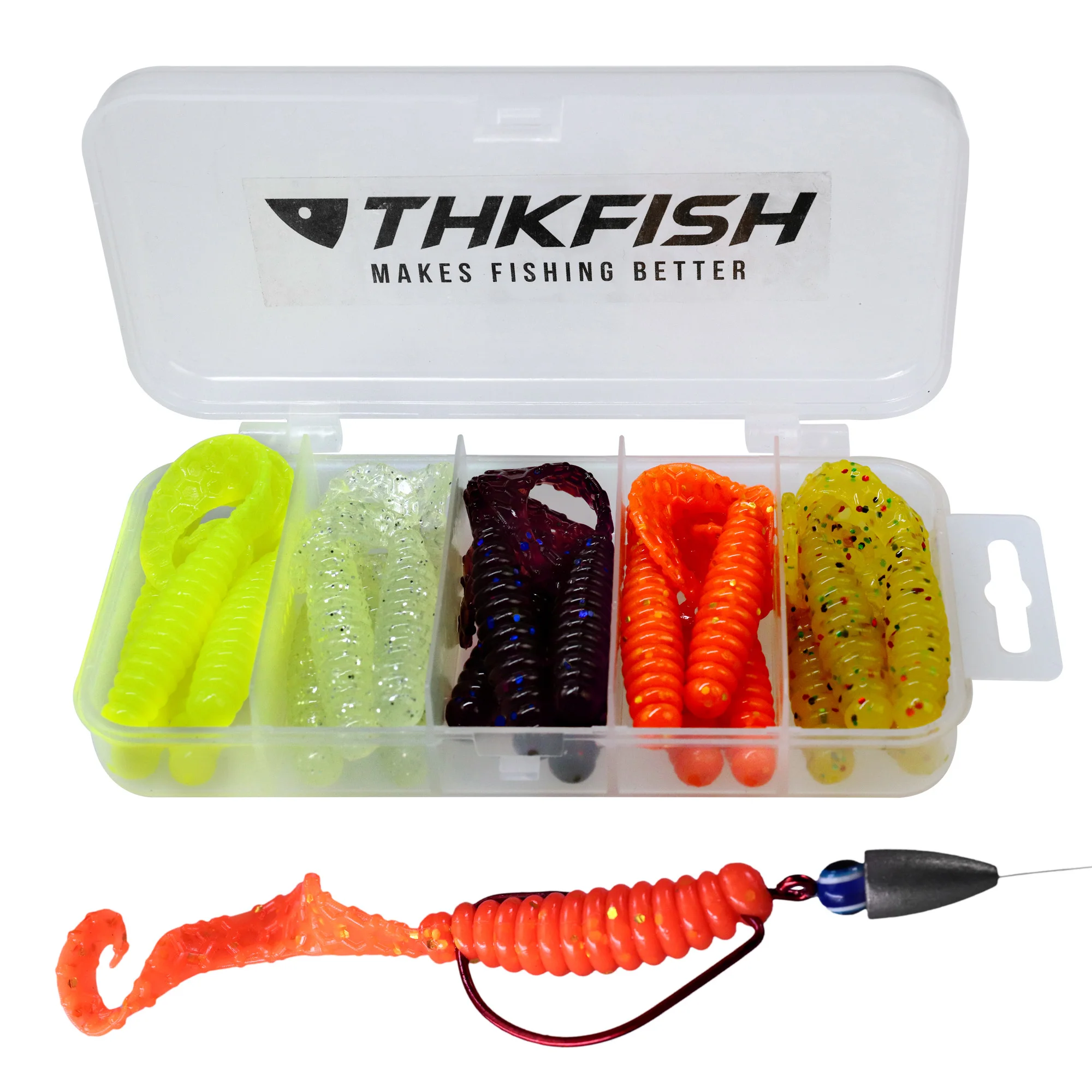 THKFISH 20 piezas 65mm Wobblers Señuelos de Pesca silicona rollo largo cola cebo suave para lubina pesca de Lucio gusanos blandos artificiales - imagen 5