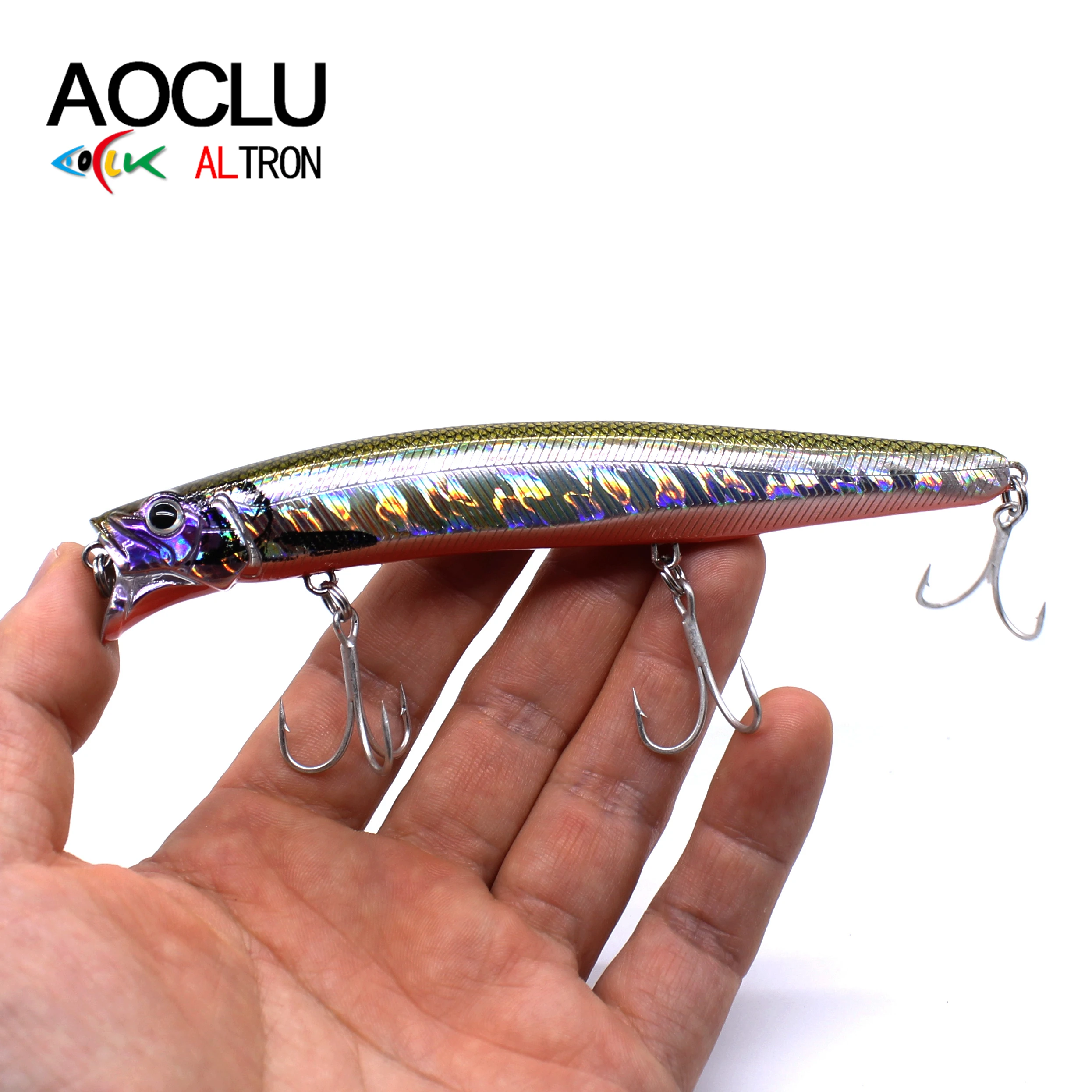 AOCLU-Cebo duro flotante Minnow Popper, señuelo de pesca con imán, transferencia de peso, lubina, anzuelos fundidos, Jerkbait Wobblers, 13cm, 21g - imagen 5