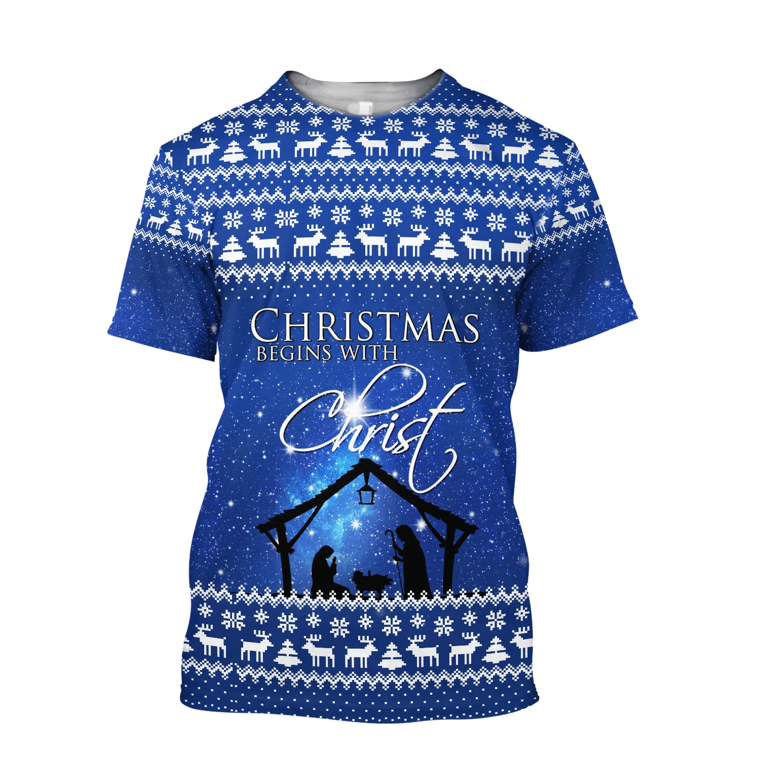 Camiseta Hipster fresca de verano para hombre, camiseta de manga corta Harajuku con estampado 3D de Feliz Navidad de Jesús, camisetas informales Unisex TX212 - imagen 2