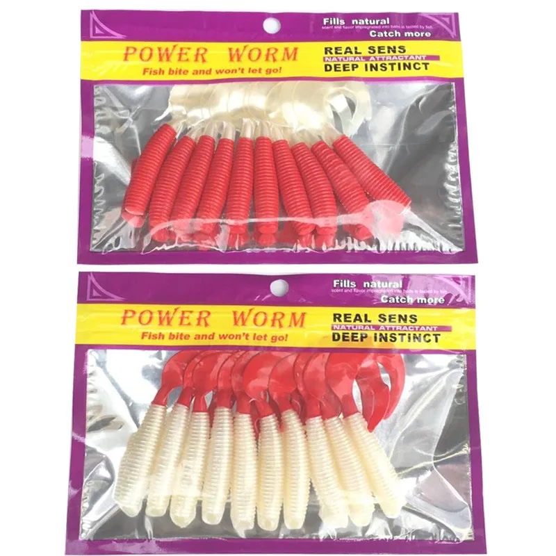 Atrayente Natural gusano rojo blanco colas larva señuelo de pesca cebo suave 7,5 cm/3,7g picadura de pescado Real Sens - imagen 2