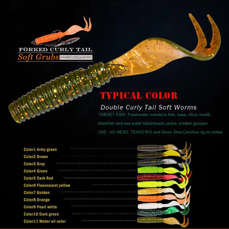 Señuelo de pesca de gusano rizado, cebo blando de 75mm y 3,3g, Wobbler, olor a Camarón Artificial con sal, goma, lubina, cola larga, Swimbait, 8 unidades - imagen 5