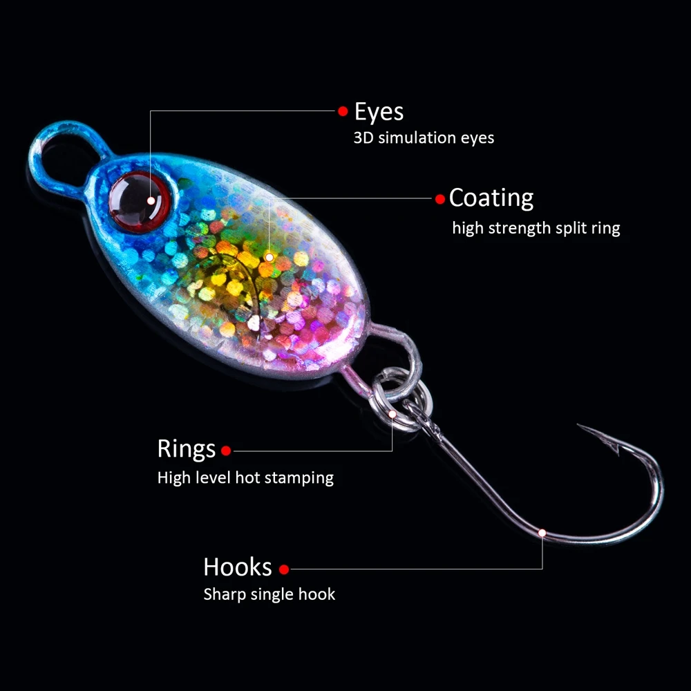 Goture 2 unids/pack Mini señuelo de pesca con cuchara de Metal Micro Jig Jigging cebo Artificial duro para lubina trucha perca Lucio pesca de invierno - imagen 4
