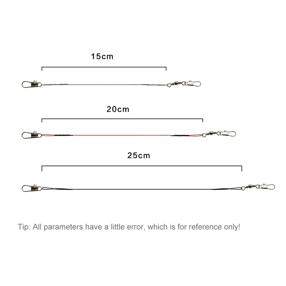 WALK FISH 20PCS 15/20/25cm Fishing Line Steel Wire Leader With Swivel Anti Bite Steel Wire Core Leash Fishing Lure Accessorie - imagen 3