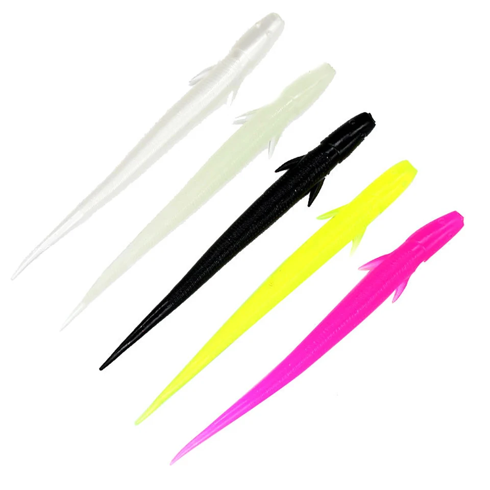 WALK FISH-señuelo de Pesca suave, cebo de silicona de cola afilada, luminoso, gusano, 10 unids/lote, 110mm/3g - imagen 2