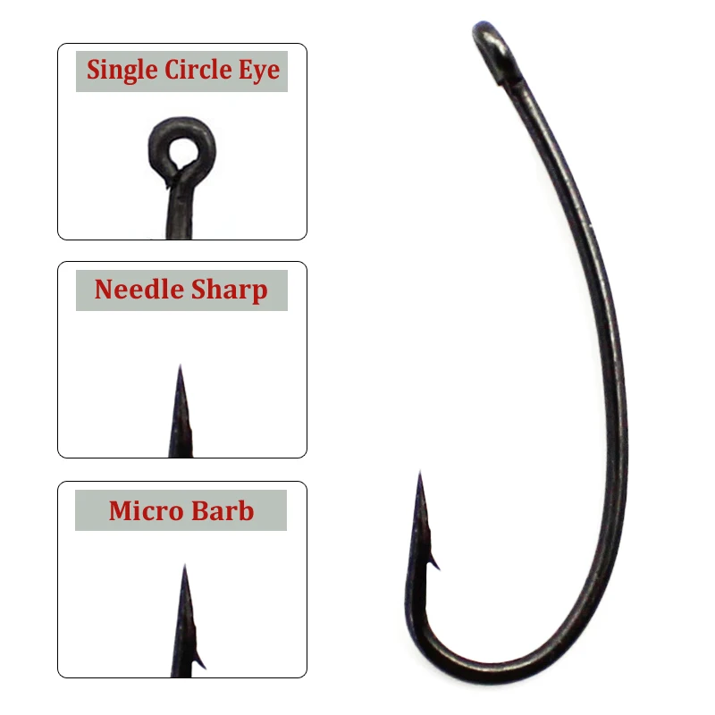 Anzuelo de pesca de carpa 20 piezas, anzuelo de púas de vástago largo, gancho de revestimiento de telflón Longshank para aparejo 360, Micro Barb, pesca gruesa - imagen 3