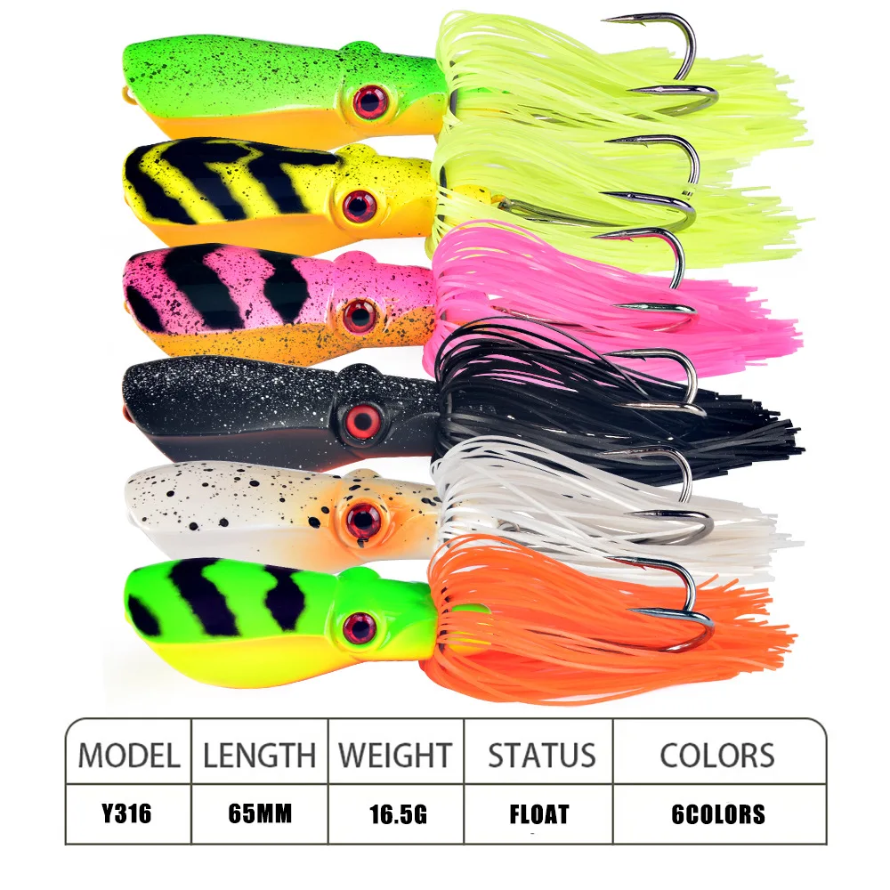 Señuelos de Pesca Topwater Popper, cebo duro de 7cm y 16,5g, Wobblers artificiales, aparejos de pesca de plástico con ganchos 6 #, 1 unidad - imagen 3