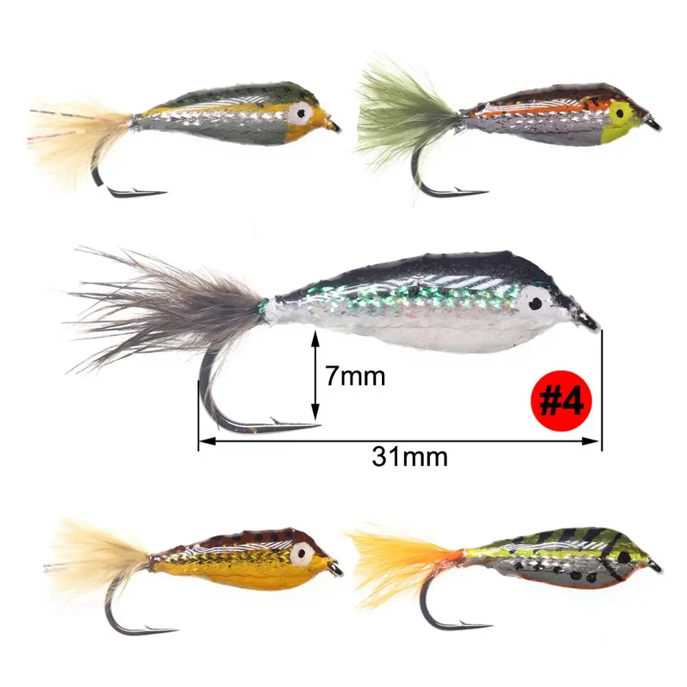Wifreo-cuchara de pesca con mosca, señuelo de cebo de epoxi Minnow Streamer Fly para trucha, lubina, 4-6 Uds., #4 - imagen 2