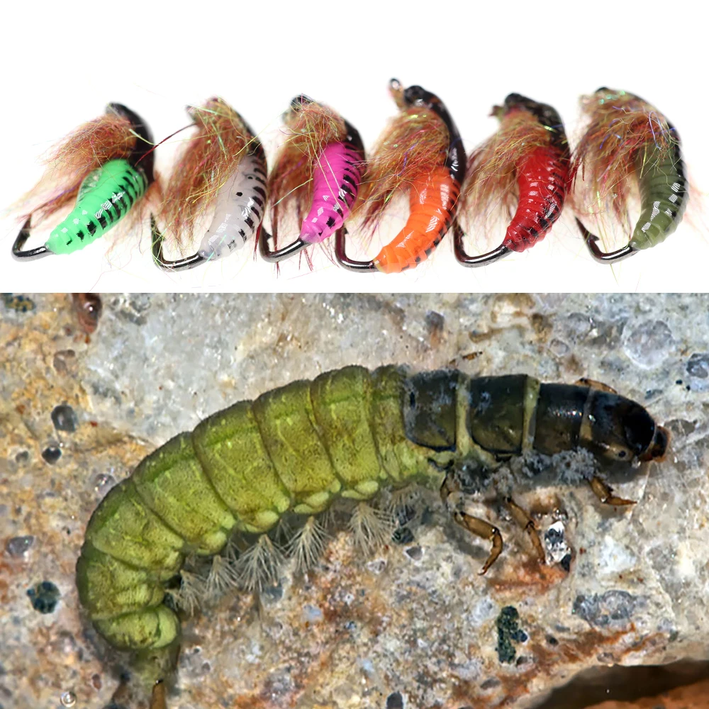 Bimoo-señuelo de pesca de cabeza de acero, cebo de pesca en hielo, Pupae, Nymph, trucha con cuentas UV, 4 unidades, #6 - imagen 2