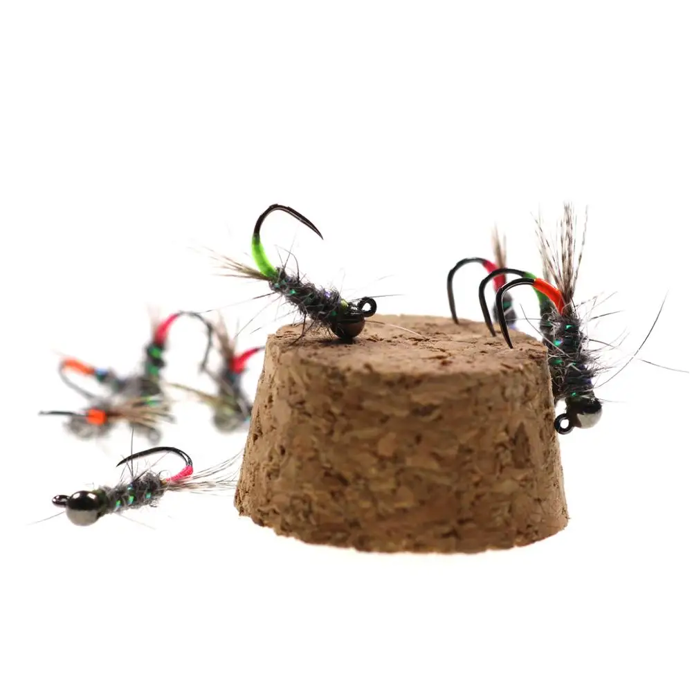 Wifreo 6 uds pesca de trucha Euro Ninfa mosca tungsteno Beadhead Jig mosca hundimiento rápido moscas de pesca - imagen 4
