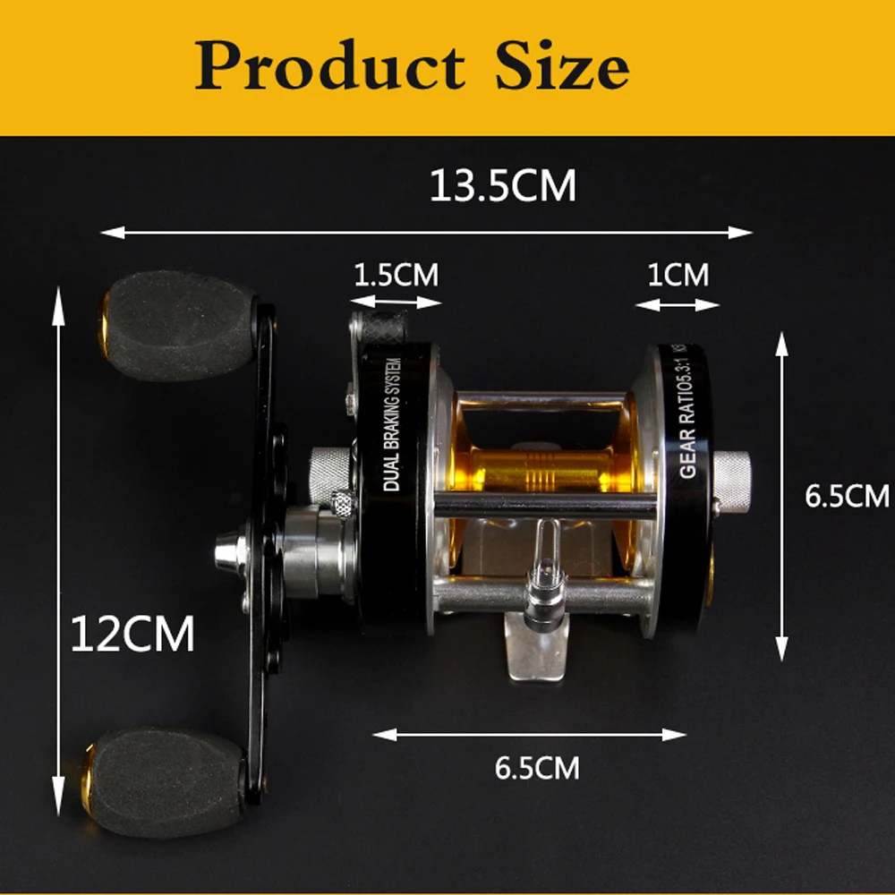 Carrete de pesca de curricán con freno centrífugo 5,2: 1, con sonido, clic giratorio, cebo de Metal, fundición, Jigging, barco, tambor, rueda de mar, agua salada - imagen 5