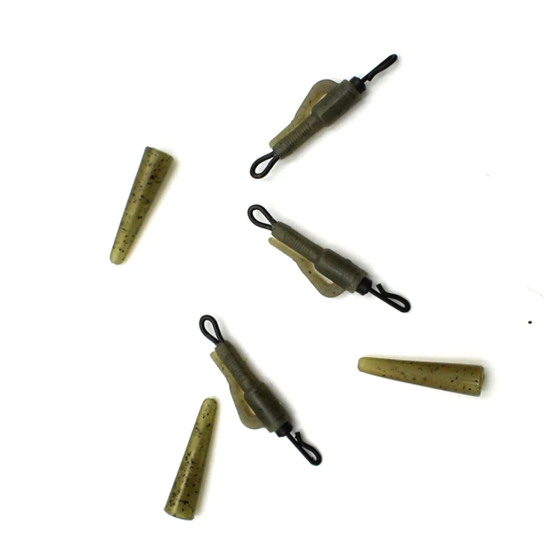 Accesorios de pesca de carpa, Clip de plomo, cola giratoria de cambio rápido, mangas antienredos de goma para aparejos de pesca gruesos, 10 Uds. - imagen 5