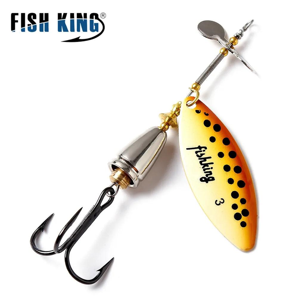FISH KING-cebo Artificial giratorio de 15g, señuelo de pesca con hojas de sauce, cebo duro con anzuelo triple para accesorios de pesca de Lucio - imagen 5