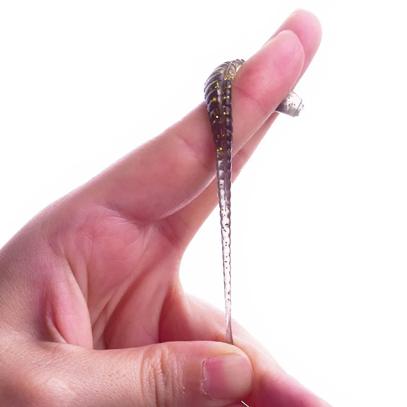 Jig Wobblers cebo suave de gusano, 7cm, 1,8g, lentejuelas doradas de silicona, aparejos de gusano, 10 unidades - imagen 4
