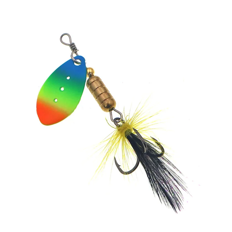 Señuelos de Pesca giratorios, anzuelos triples de plumas, anzuelos artísticos, Wobblers de Metal, aparejos de Lucio, 5g, 7g, 1 unidad - imagen 5