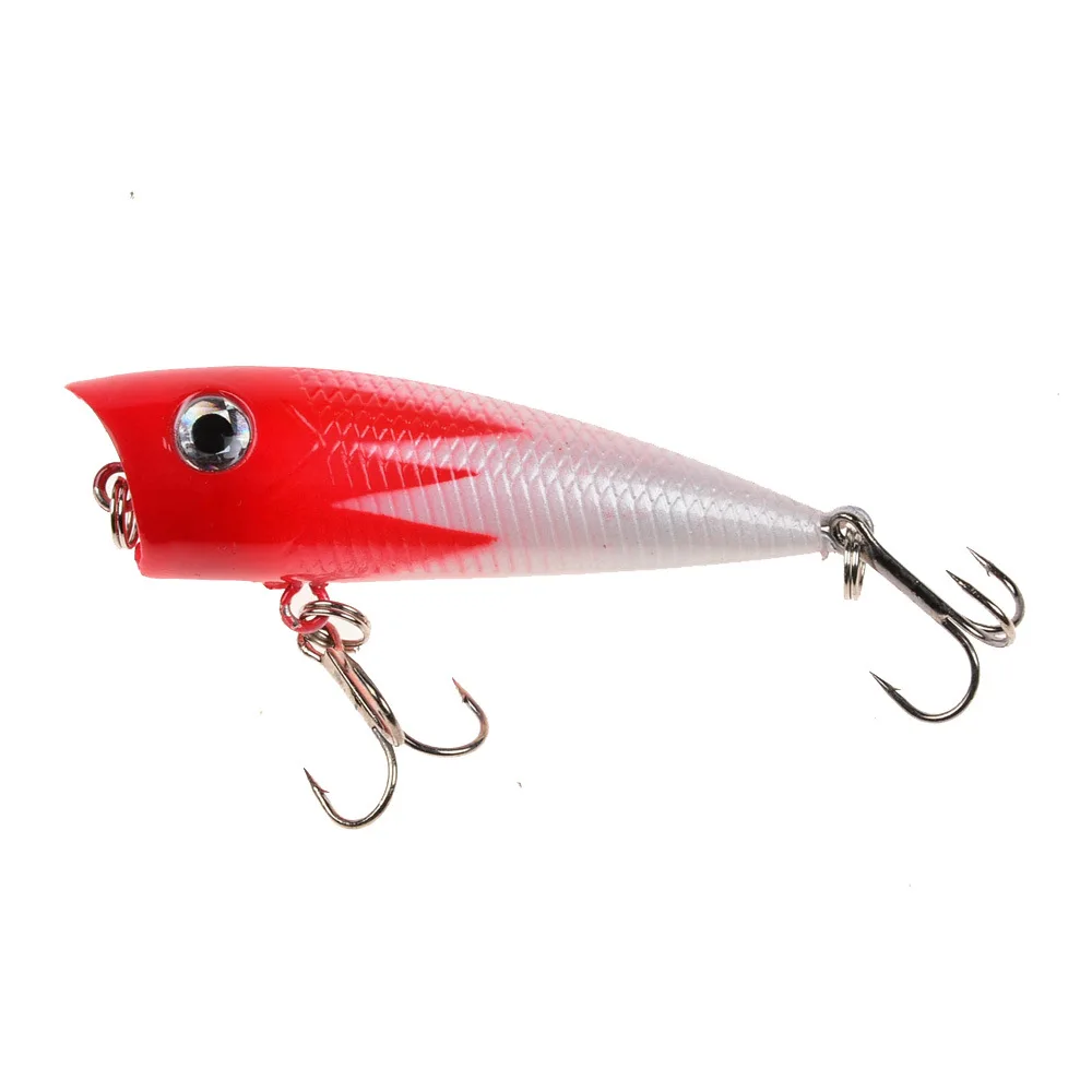Señuelo de pesca Popper de 6cm/6,5g, cebo duro Artificial Topwater, lubina, trucha, Lucio, Wobbler, aparejos de pesca con 2 anzuelos triples, 1 unidad - imagen 5