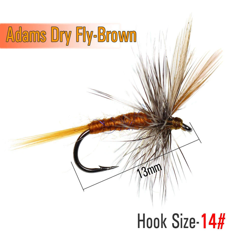 ICERIO 6 uds Adams mosca seca adulto Mayfly volando Caddis o midge trucha pesca mosca señuelo cebos