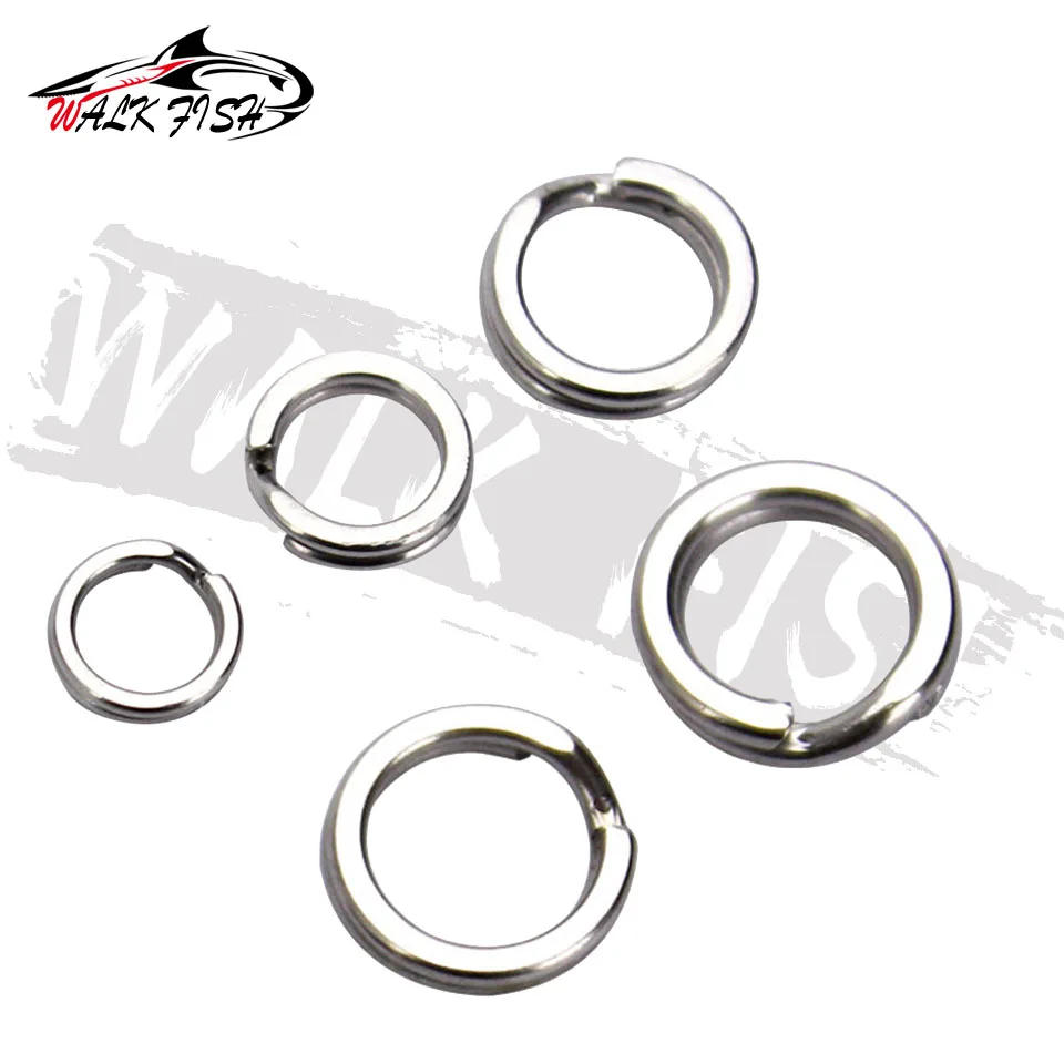 WALK FISH anillo dividido de acero inoxidable, Conector de doble anillo de pesca resistente, accesorios de pesca para gancho a presión, 50 Uds. - imagen 5