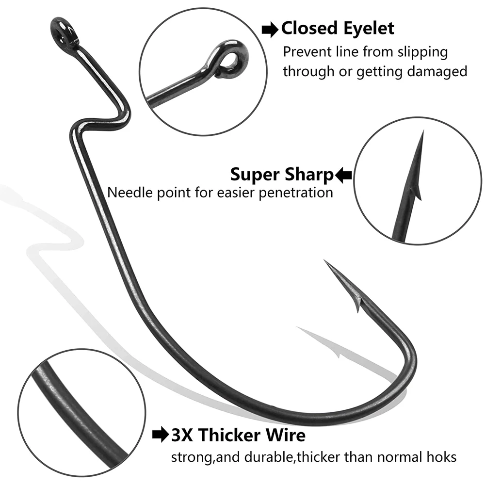 Shaddock-anzuelos de pesca, 140 unids/caja 38105, anzuelos de gusano de compensación, anzuelo de cebo blando para pesca en agua salada - imagen 4
