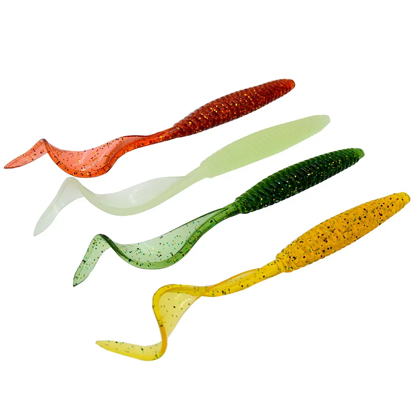 Señuelo de pesca de cola larga, cebo suave de 13cm, 6g, rosca de tornillo, colas de hoz individuales, gusanos, señuelos artificiales, lote de 5 piezas en oferta - imagen 3
