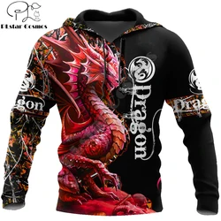 Hermosa caza de dragón con estampado 3D para hombre, Sudadera con capucha Unisex de otoño e invierno, jersey con cremallera, ropa de calle informal KJ432