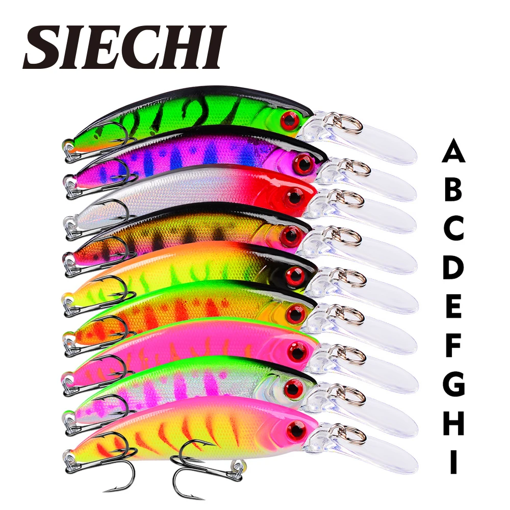 Señuelo de pesca de 70mm, 6g, ojos 3D, Crankbait, Wobblers, cebo duro de plástico Artificial, aparejos de pesca - imagen 4