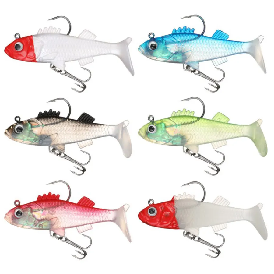 Wobbler de cola de señuelo suave con anzuelo de plantilla, cebo de lubina artificial de sílice con anzuelo triple para pesca de lubina, carpa, 8g, 16g - imagen 3