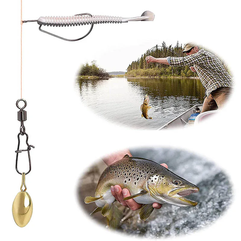 Aparejos de pesca de latón, aparejos con eslabones giratorios, cuentas luminosas para pesca de trucha, lubina, 45 unids/caja - imagen 5