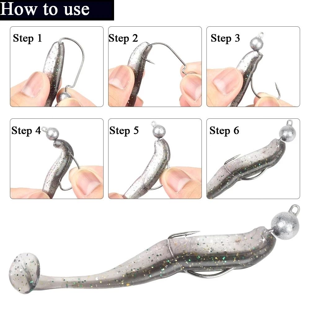 5 unids/lote expuestos manivela cabeza de plomo Jigging gancho plantilla suave gusano anzuelos de pesca señuelo 3,5g 5g 7g 10g 14g pesca accesorios
