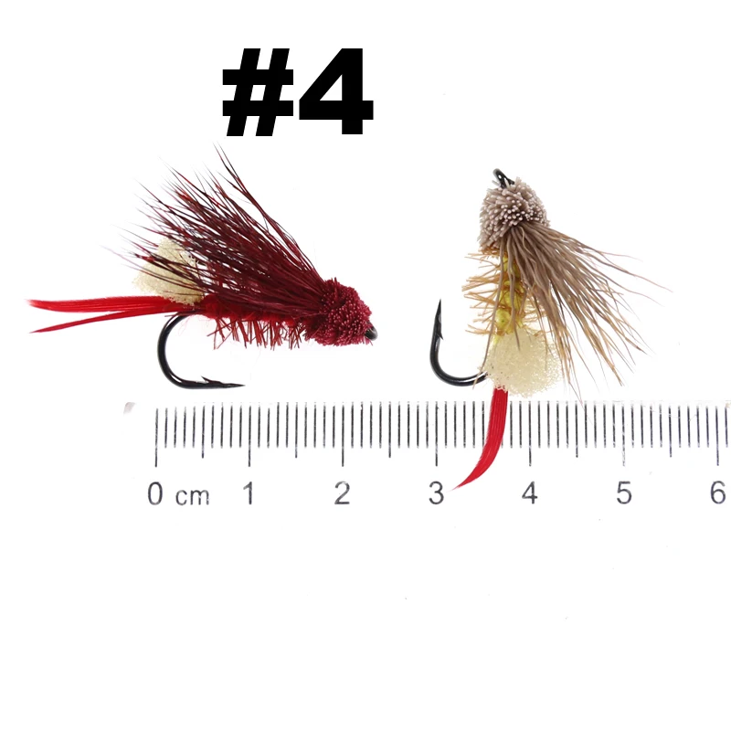Bimoo 6 piezas # 4 moscas secas pelo de ciervo mosca terrestre Zuddler cigarra atractor trucha lubina pesca con mosca moscas señuelo negro oliva Natural - imagen 2