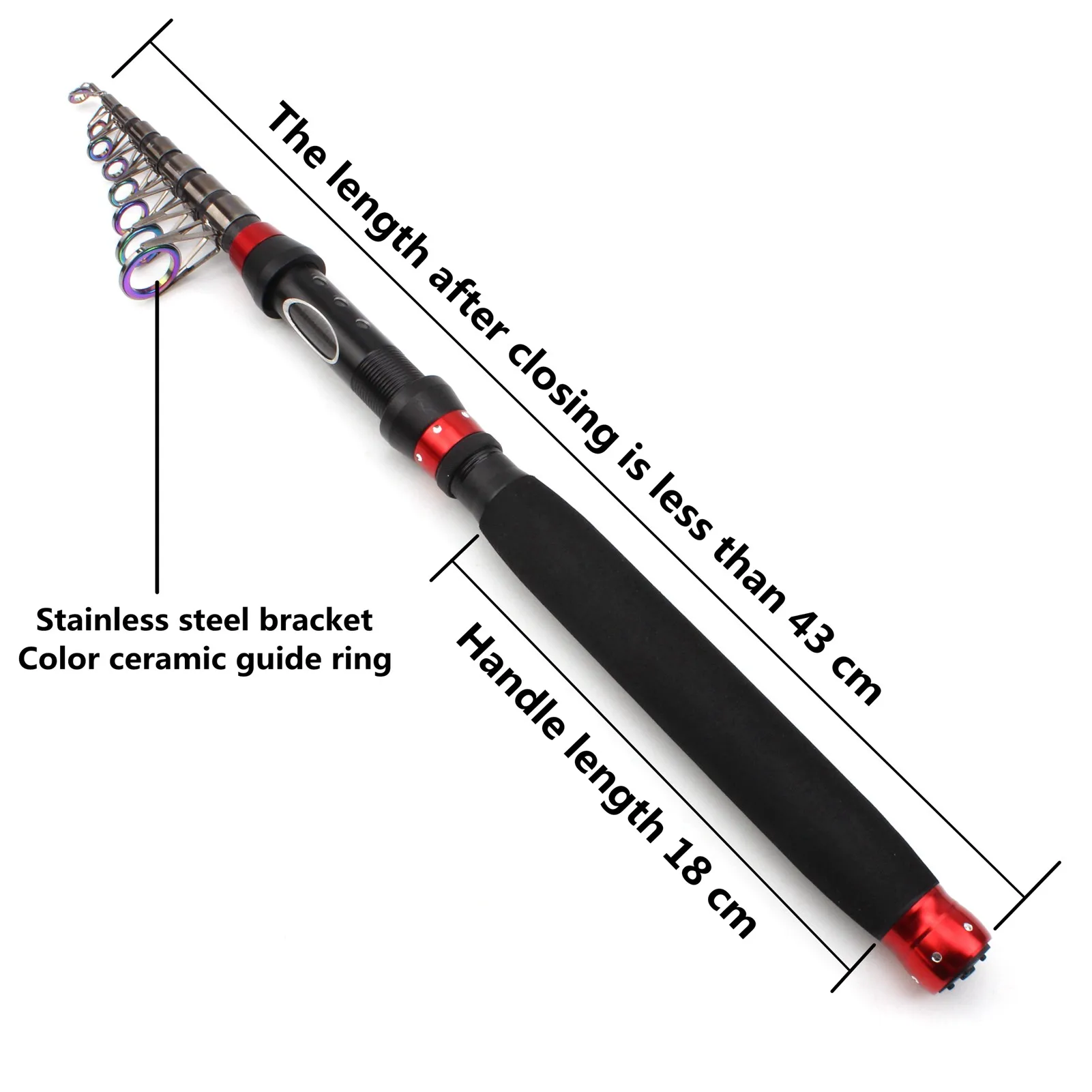 Caña de pescar giratoria de carbono, aparejo de pesca de viaje con mango telescópico EVA, 1,8 m, 2,1 m, 2,4 m, 2,7 m, 3,0 - imagen 4