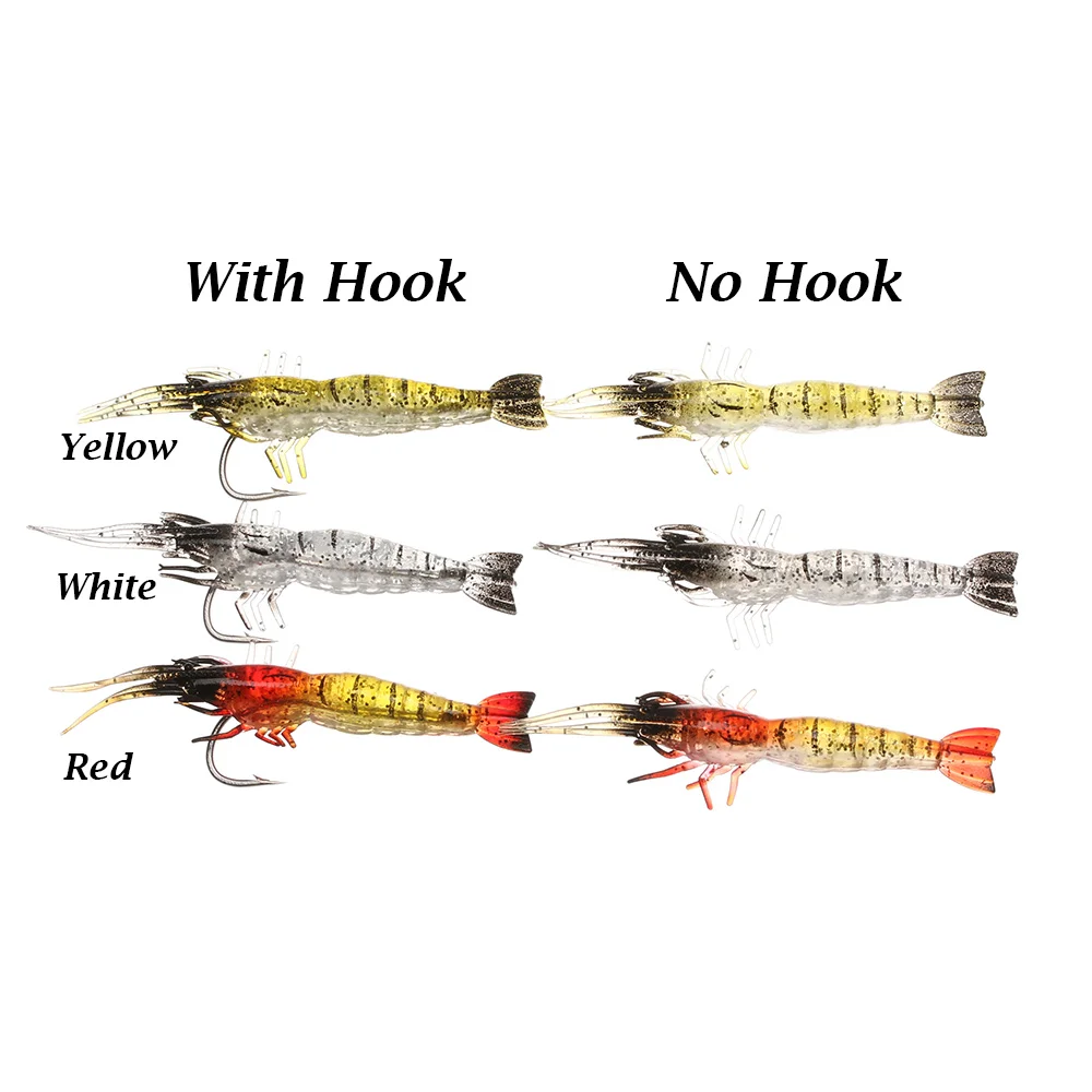 Señuelos de Pesca de simulación de silicona suave, cebo de Camarón, gambas, trucha Artificial, cebos, olor a pescado, anzuelo único, aparejos de lubina, plantilla, 5 unidades por lote - imagen 4