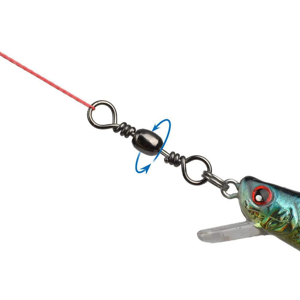 Conector de pesca giratorio de barril rodante, gancho de línea de pesca de mar, anillo sólido, 100 Uds. - imagen 4