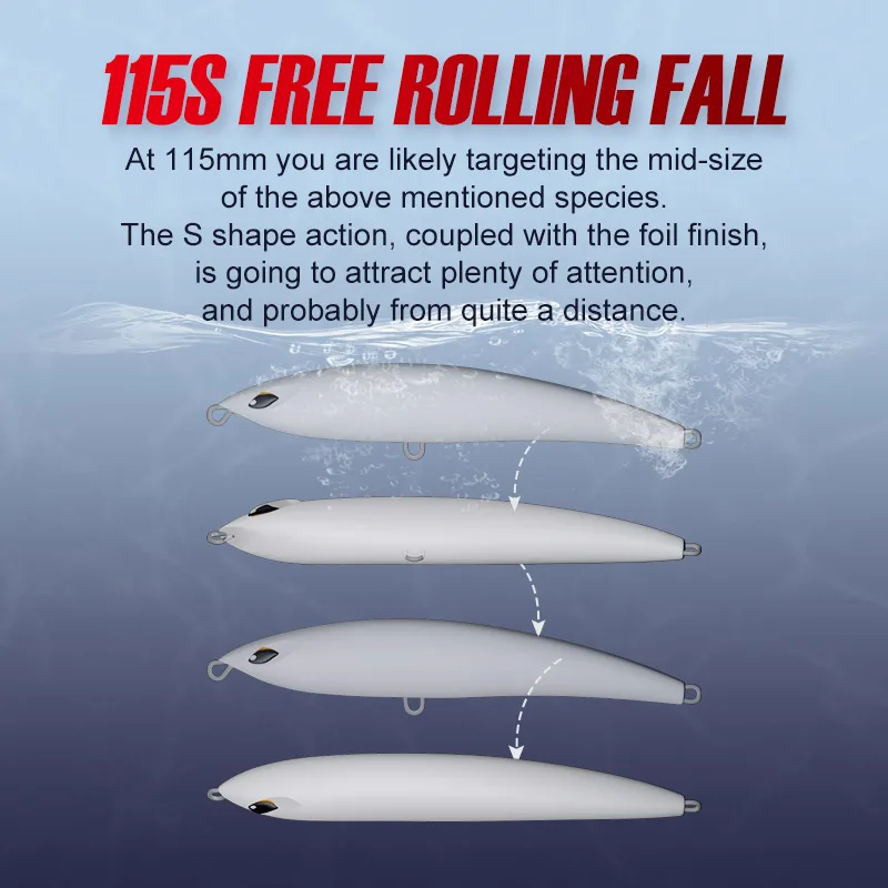 Noeby 115mm 60,5g 150mm 62g 185mm 126,5g Stickbait hundimiento lápiz Señuelos de Pesca cebos artificiales de fundición larga señuelo de pesca de mar - imagen 5