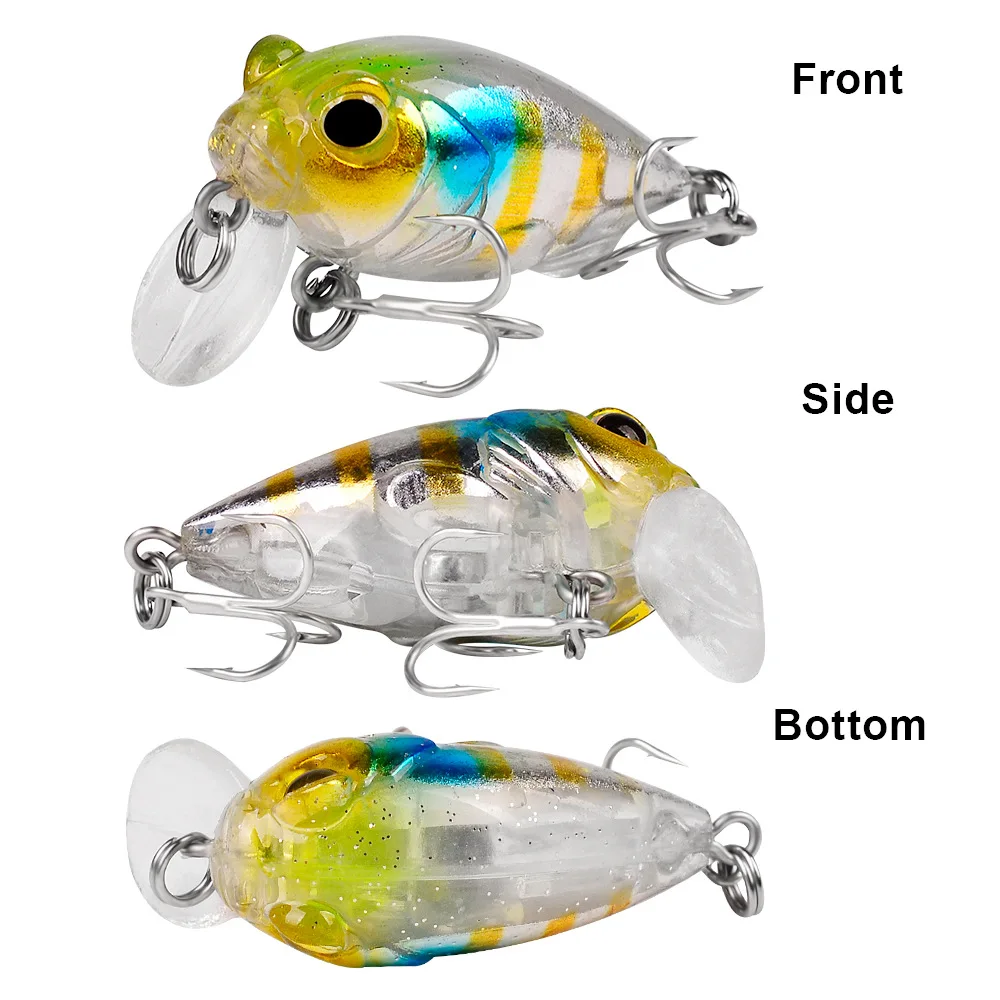 Señuelo de pesca de pececillos, cebo duro de Topwater Artificial Wobbler Bass, accesorios de pesca con mosca japonesa, 4,5 cm, 5,5g, 1 pieza
