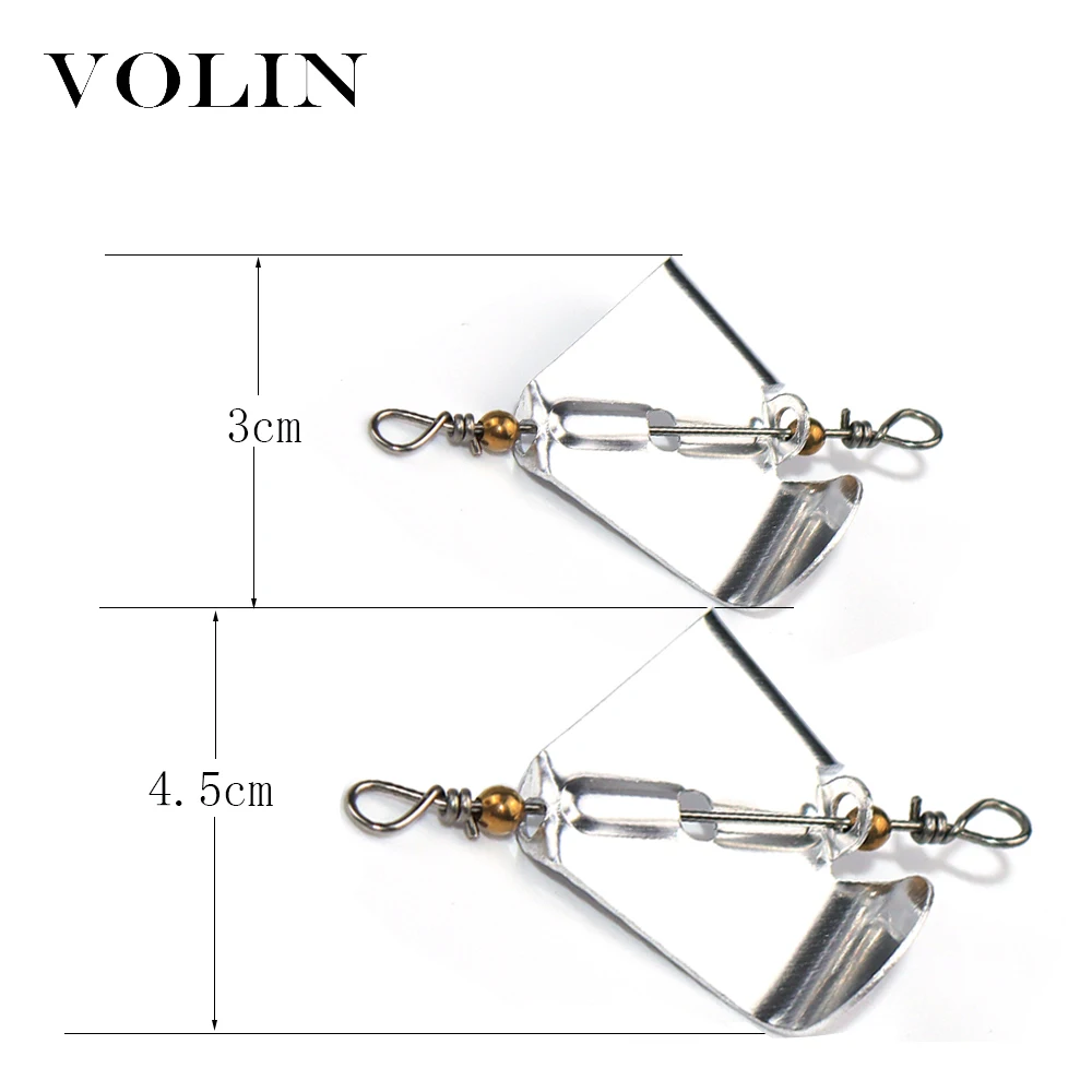 VOLIN-hélice giratoria de 4 piezas, cebo VIB Popper, cuchara de 1,1g, 2,2g, de Metal duro Isca señuelo, lubina Artificial a rayas, pez negro - imagen 3