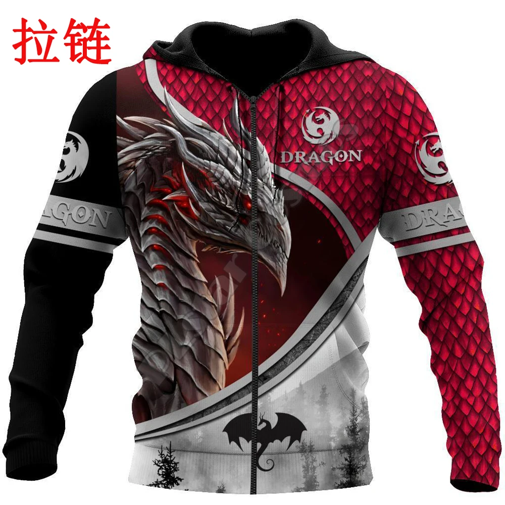 KJ425 Sudadera de pesca con capucha – estampado 3D dragón