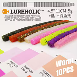 LUREHOLIC Senko Worm 10 Uds 11cm 4,5 "para Neko Rig wacky rig Gemany Material de PVC resistente suave gran cebo de natación de plástico suave señuelo